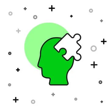 Filled outline Solution to the problem in psychology icon isolated on white Illustrazione stock