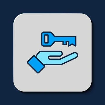 Filled outline Solution to the problem in psychology icon isolated on blue .. Stock Illustration