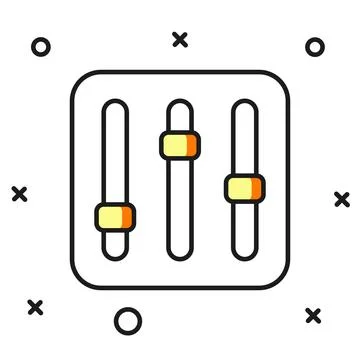Filled outline Sound mixer controller icon isolated on white background. Dj.. Stock Illustration