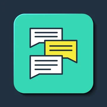 Filled outline Speech bubble chat icon isolated on blue background. Message icon Stock Illustration
