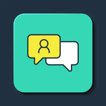 Filled outline Speech bubble chat icon isolated on blue background. Message icon 스톡 일러스트