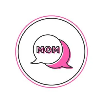 Filled outline Speech bubble mom icon isolated on white background. Happy m.. Stock Illustration