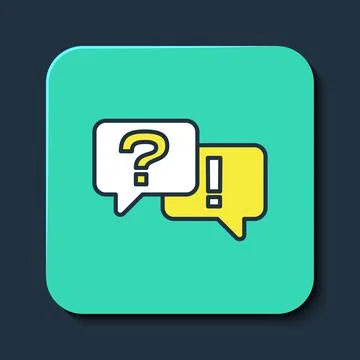 Filled outline Speech bubbles with Question and Answer icon isolated on blue Illustrazione stock