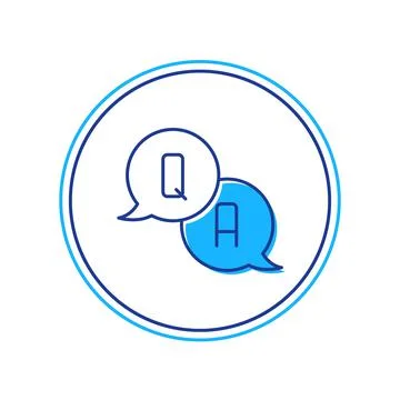 Filled outline Speech bubbles with Question and Answer icon isolated on white Stock Illustration