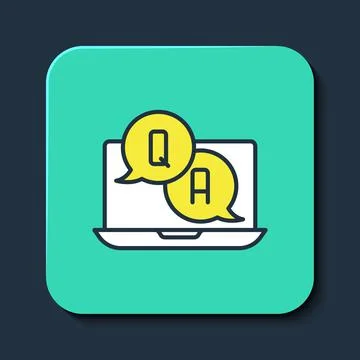 Filled outline Speech bubbles with Question and Answer icon isolated on blue イラスト素材