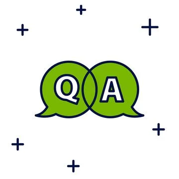 Filled outline Speech bubbles with Question and Answer icon isolated on white 스톡 일러스트