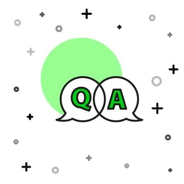 Filled outline Speech bubbles with Question and Answer icon isolated on white Stock Illustration