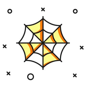 Filled outline Spider web icon isolated on white background. Cobweb sign. H.. Stock Illustration
