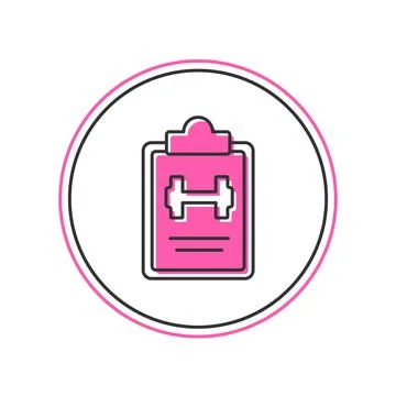 Filled outline Sport training program or fitness plan icon isolated on white  Ilustración de archivo