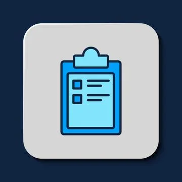 Filled outline Sport training program or fitness plan icon isolated on blue.. Stock Illustration