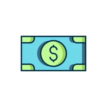 Filled outline Stacks paper money cash icon isolated on white background. M.. Stock Illustration