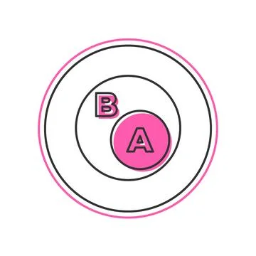 Filled outline Subsets, mathematics, a is subset of b icon isolated on white Illustrazione stock