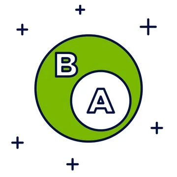 Filled outline Subsets, mathematics, a is subset of b icon isolated on white Illustrazione stock