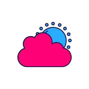 Filled outline Sun and cloud weather icon isolated on white background. Vecto イラスト素材