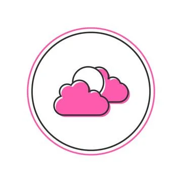 Filled outline Sun and cloud weather icon isolated on white background.  Vect Stock Illustration