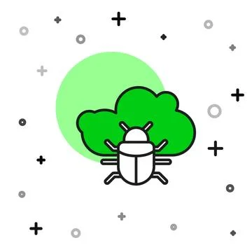 Filled outline System bug on a cloud icon isolated on white background. Clo.. Stock Illustration