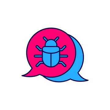 Filled outline System bug concept icon isolated on white background. Code bug Illustrazione stock