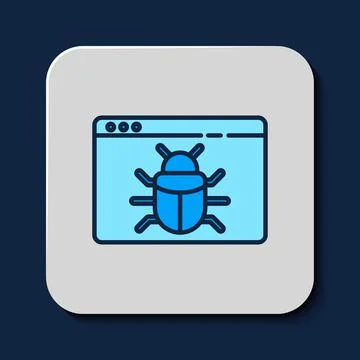 Filled outline System bug concept icon isolated on blue background. Code bug  イラスト素材