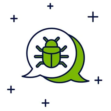 Filled outline System bug concept icon isolated on white background. Code bug Illustrazione stock