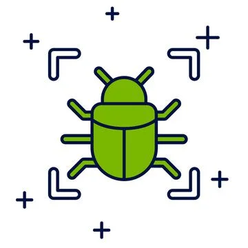 Filled outline System bug concept icon isolated on white background. Code bug Stock Illustration
