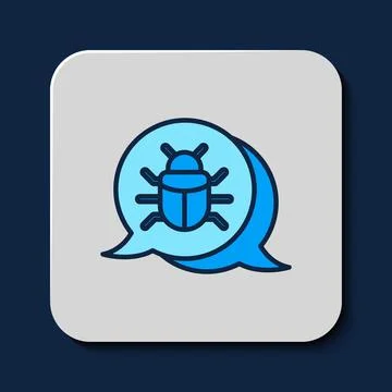 Filled outline System bug concept icon isolated on blue background. Code bug イラスト素材