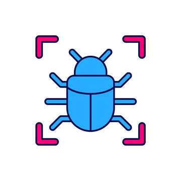 Filled outline System bug concept icon isolated on white background. Code bug Stock Illustration