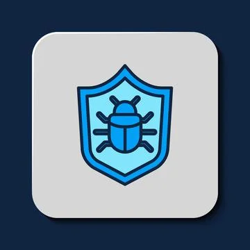 Filled outline System bug concept icon isolated on blue background. Code bug Stock Illustration