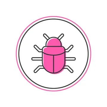 Filled outline System bug concept icon isolated on white background. Code bug Illustrazione stock
