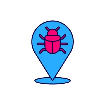 Filled outline System bug concept icon isolated on white background. Code bug Stock Illustration