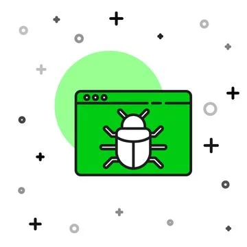 Filled outline System bug concept icon isolated on white background. Code b.. 库存插图