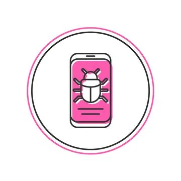 Filled outline System bug on mobile icon isolated on white background. Code bug イラスト素材