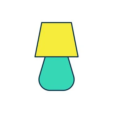 Filled outline Table lamp icon isolated on white background. Vector Illustrazione stock