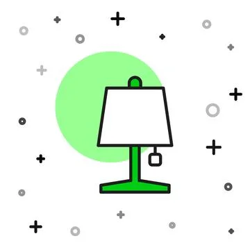 Filled outline Table lamp icon isolated on white background.  Vector Stock Illustration