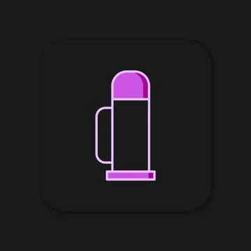 Filled outline Thermos container icon isolated on black background. Thermo .. Stock Illustration