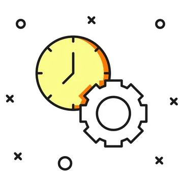 Filled outline Time management icon isolated on white background. Clock and.. Stock Illustration