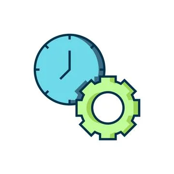 Filled outline Time management icon isolated on white background. Clock and.. Stock Illustration