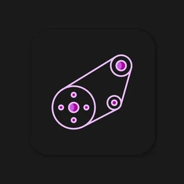 Filled outline Timing belt kit icon isolated on black background. Flat fill.. Stock Illustration