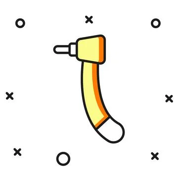 Filled outline Tooth drill icon isolated on white background. Dental handpi.. Stock Illustration