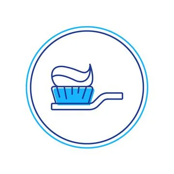 Filled outline Toothbrush with toothpaste icon isolated on white background Stock Illustration