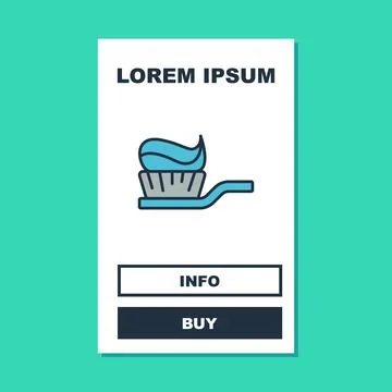 Filled outline Toothbrush with toothpaste icon isolated on turquoise background Stock Illustration