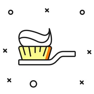 Filled outline Toothbrush with toothpaste icon isolated on white background.. Stockillustratie