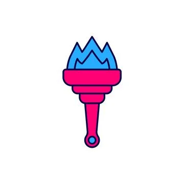 Filled outline Torch flame icon isolated on white background. Symbol fire hot 스톡 일러스트
