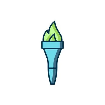 Filled outline Torch flame icon isolated on white background. Symbol fire h.. Stock Illustration