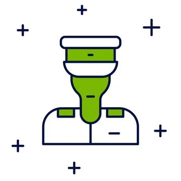 Filled outline Train conductor icon isolated on white background.  Vector Stock Illustration