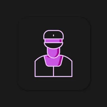 Filled outline Train conductor icon isolated on black background. Flat fill.. Stock Illustration