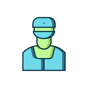 Filled outline Train conductor icon isolated on white background. Flat fill.. Stock Illustration