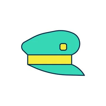 Filled outline Train driver hat icon isolated on white background. Vector Stock Illustration