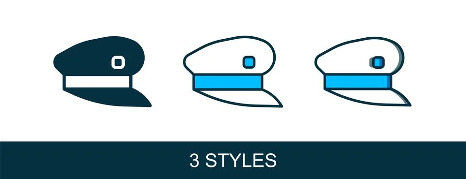 Filled outline Train driver hat icon isolated on white background.  Vector Illustrazione stock