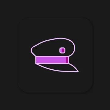 Filled outline Train driver hat icon isolated on black background. Flat fil.. Stock Illustration