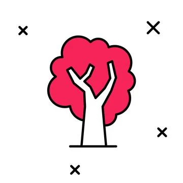 Filled outline Tree icon isolated on white background. Forest symbol.  Vector Stock Illustration